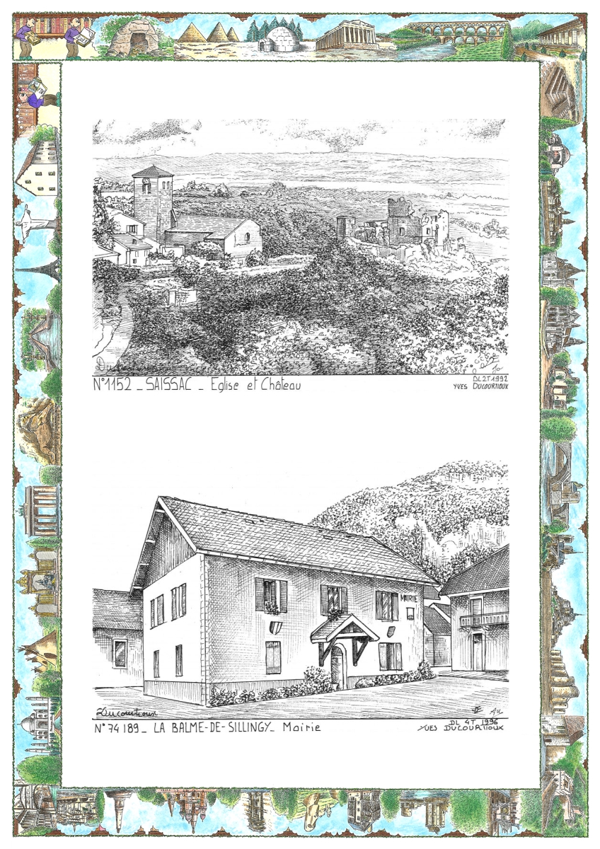 MONOCARTE N 11052-74189 - SAISSAC - �glise et ch�teau / LA BALME DE SILLINGY - mairie