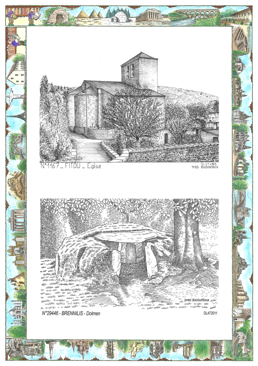 MONOCARTE N 11067-29446 - FITOU - �glise / BRENNILIS - dolmen