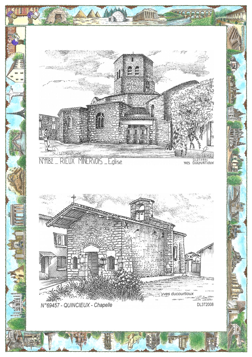 MONOCARTE N 11082-69457 - RIEUX MINERVOIS - �glise / QUINCIEUX - chapelle