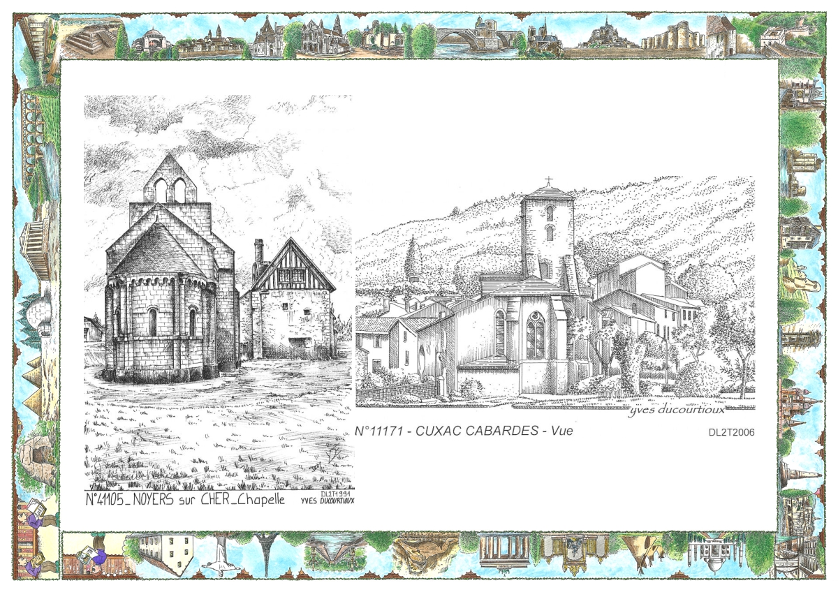 MONOCARTE N 11171-41105 - CUXAC CABARDES - vue / NOYERS SUR CHER - chapelle