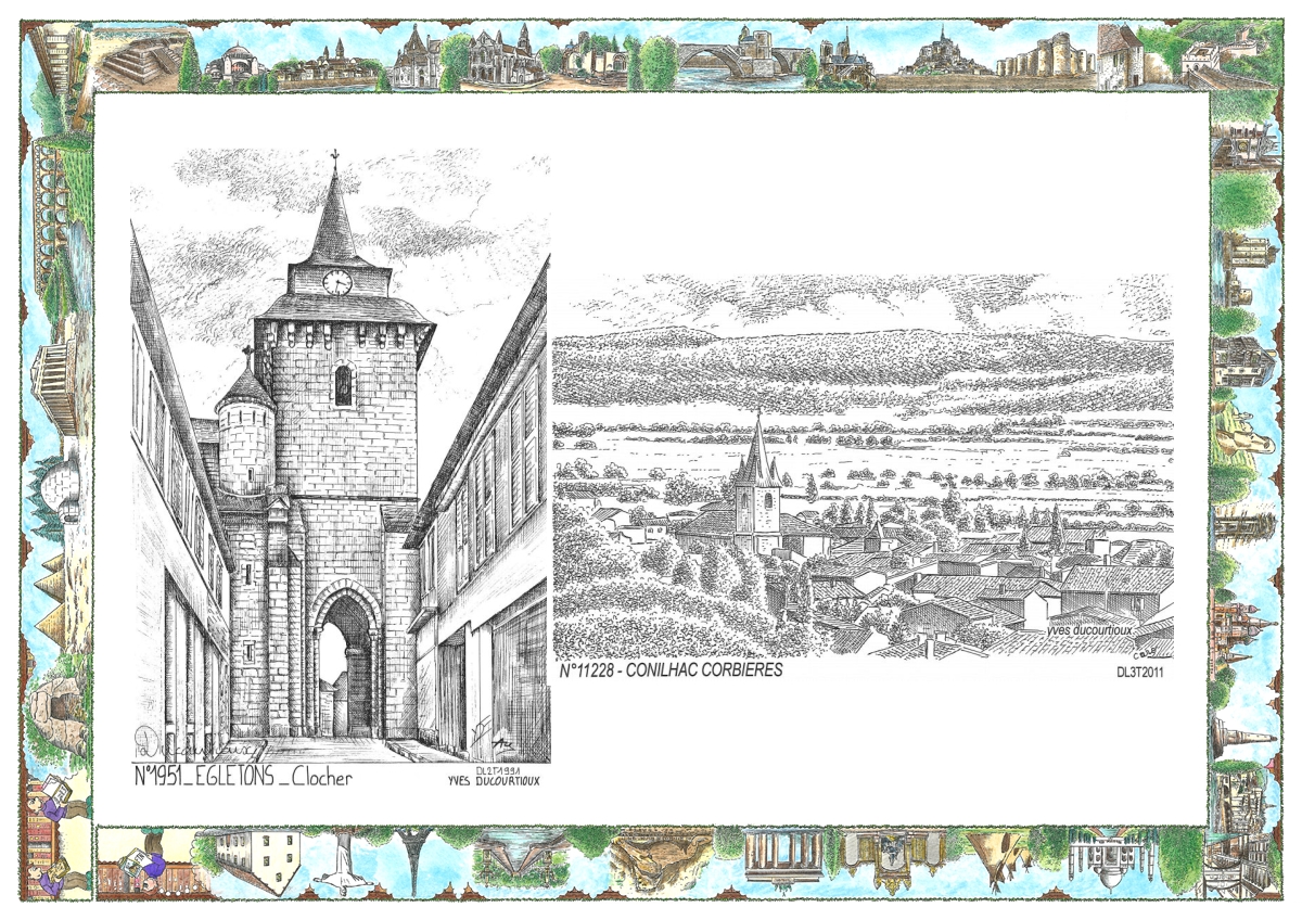 MONOCARTE N 11228-19051 - CONILHAC CORBIERES - vue / EGLETONS - clocher