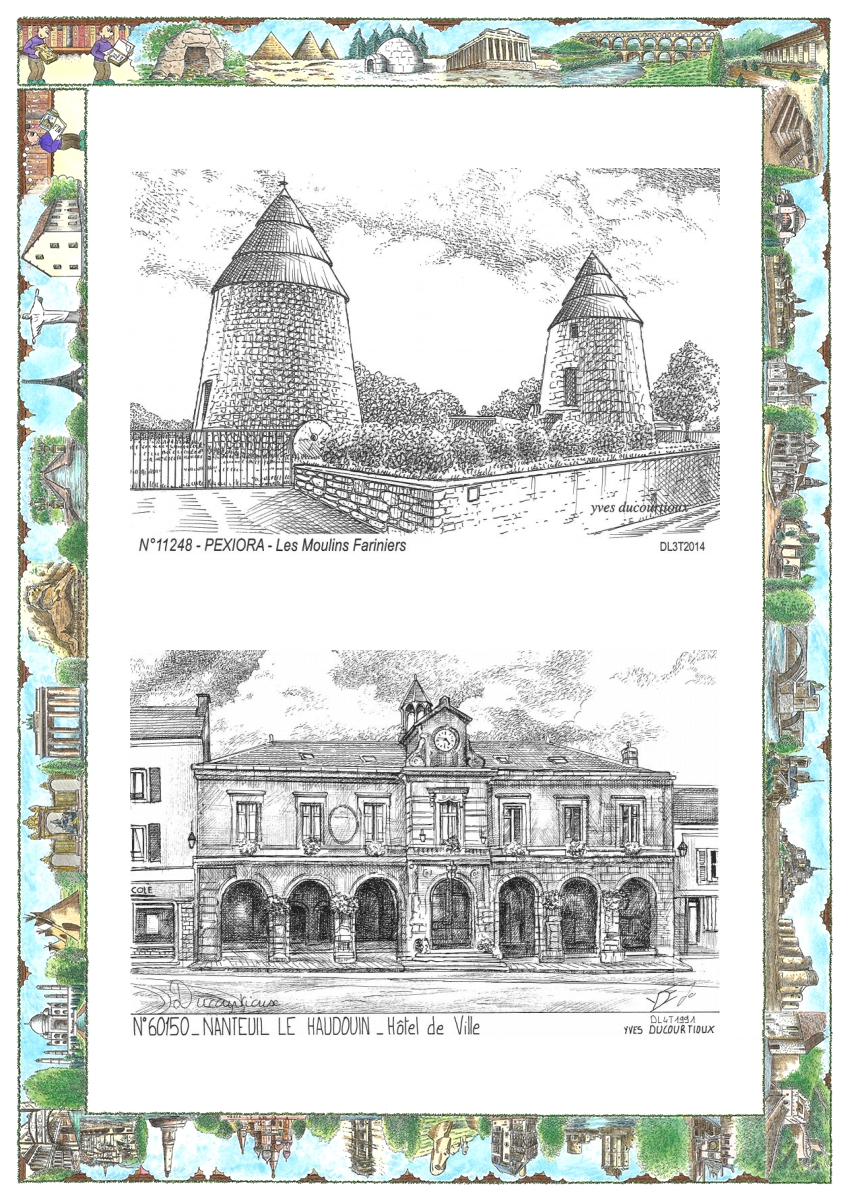 MONOCARTE N 11248-60150 - PEXIORA - les moulins fariniers / NANTEUIL LE HAUDOUIN - h�tel de ville