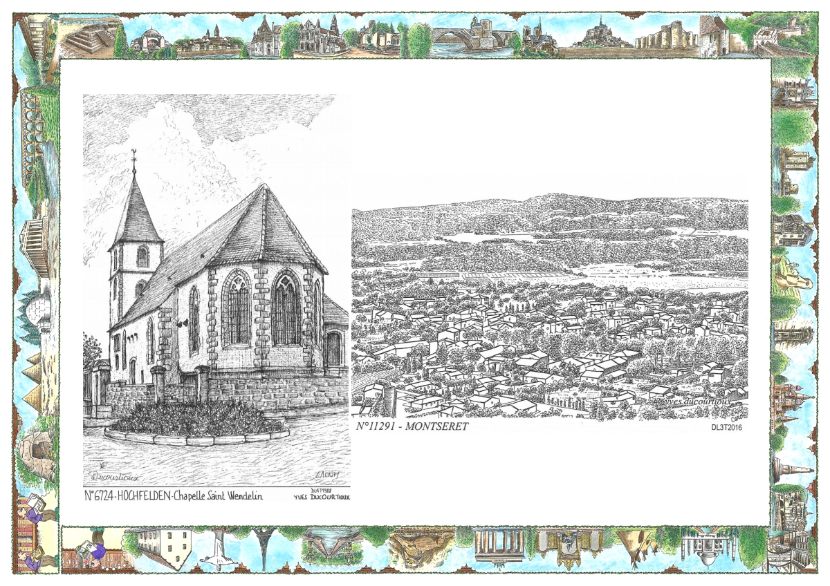 MONOCARTE N 11291-67024 - MONTSERET - vue / HOCHFELDEN - chapelle st wendelin