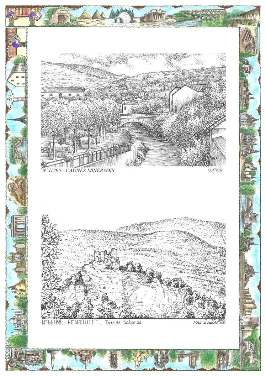 MONOCARTE N 11295-66188 - CAUNES MINERVOIS - vue / FENOUILLET - tour de sabarda