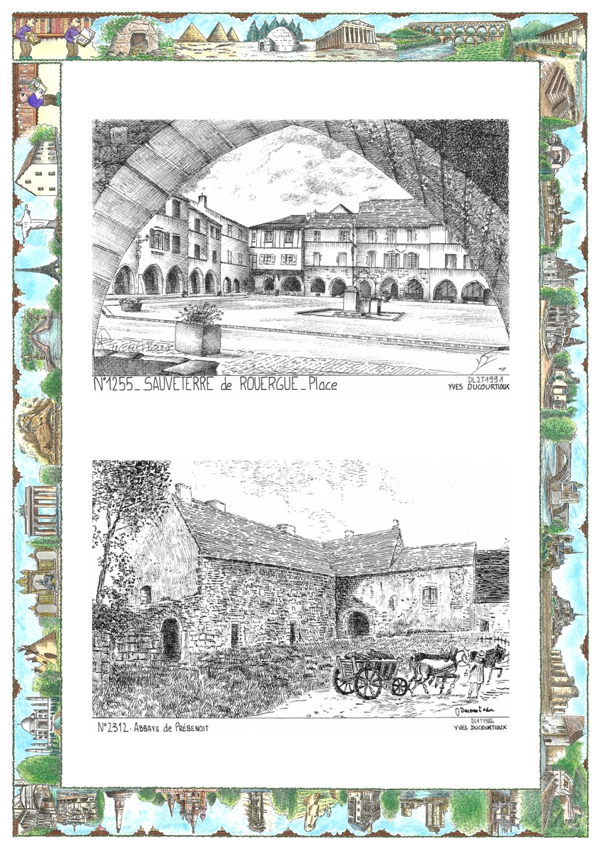 MONOCARTE N 12055-23012 - SAUVETERRE DE ROUERGUE - place / BETETE - abbaye de pr�benoit