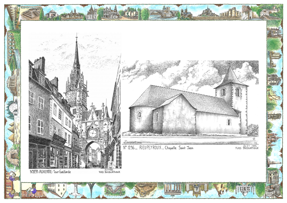 MONOCARTE N 12096-89001 - RIEUPEYROUX - chapelle st jean / AUXERRE - tour gaillarde