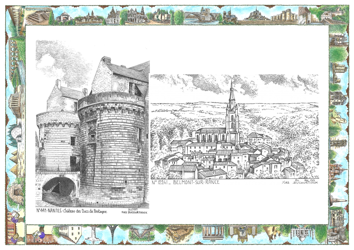 MONOCARTE N 12241-44001 - BELMONT SUR RANCE - vue / NANTES - ch�teau des ducs de bretagne