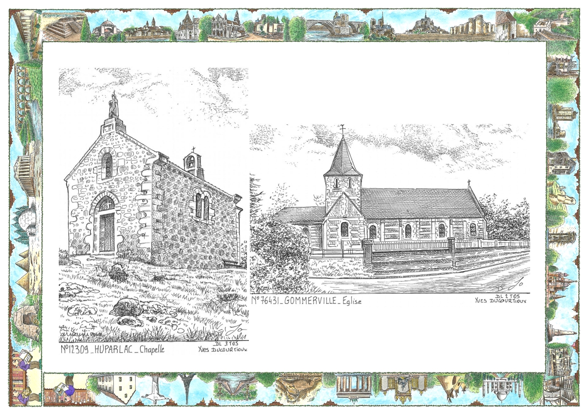 MONOCARTE N 12309-76431 - HUPARLAC - chapelle / GOMMERVILLE - �glise