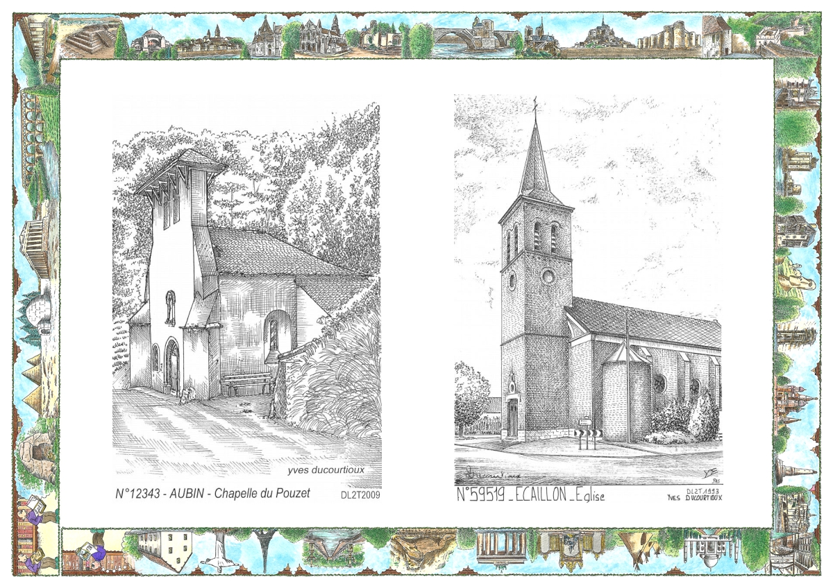 MONOCARTE N 12343-59519 - AUBIN - chapelle du pouzet / ECAILLON - �glise