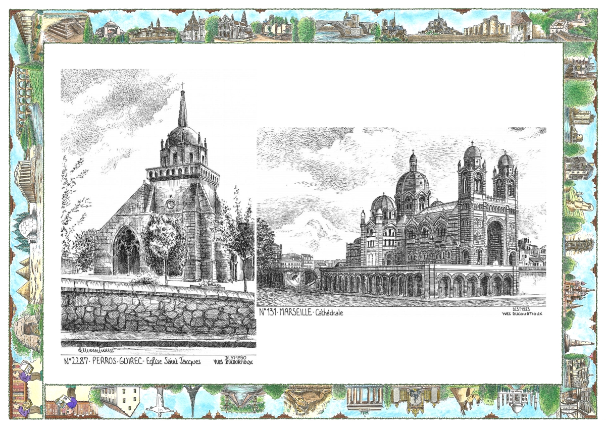 MONOCARTE N 13001-22087 - MARSEILLE - cath�drale / PERROS GUIREC - �glise st jacques