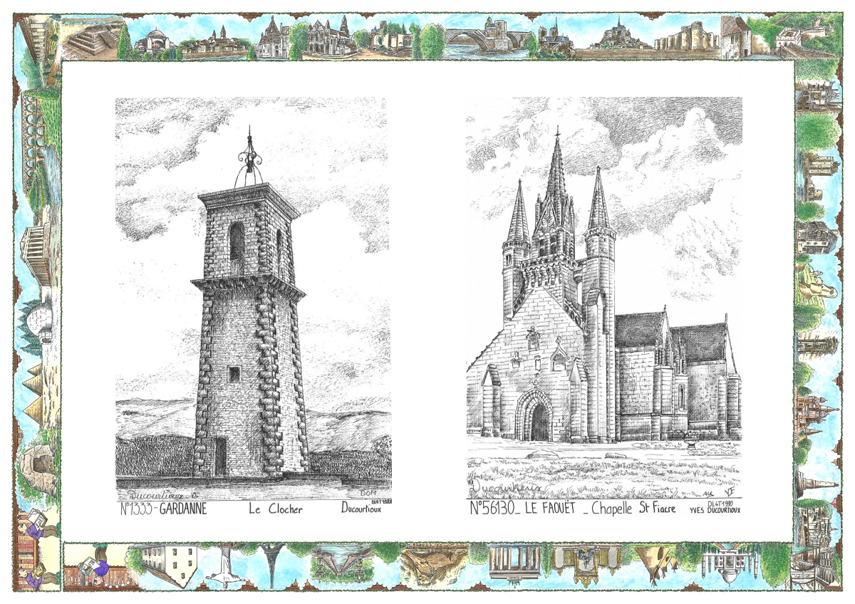MONOCARTE N 13033-56130 - GARDANNE - le clocher / LE FAOUET - chapelle st fiacre