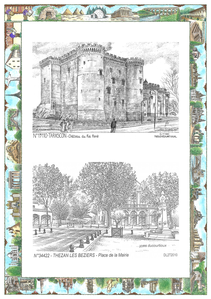 MONOCARTE N 13110-34422 - TARASCON - ch�teau du roi ren� / THEZAN LES BEZIERS - place de la mairie