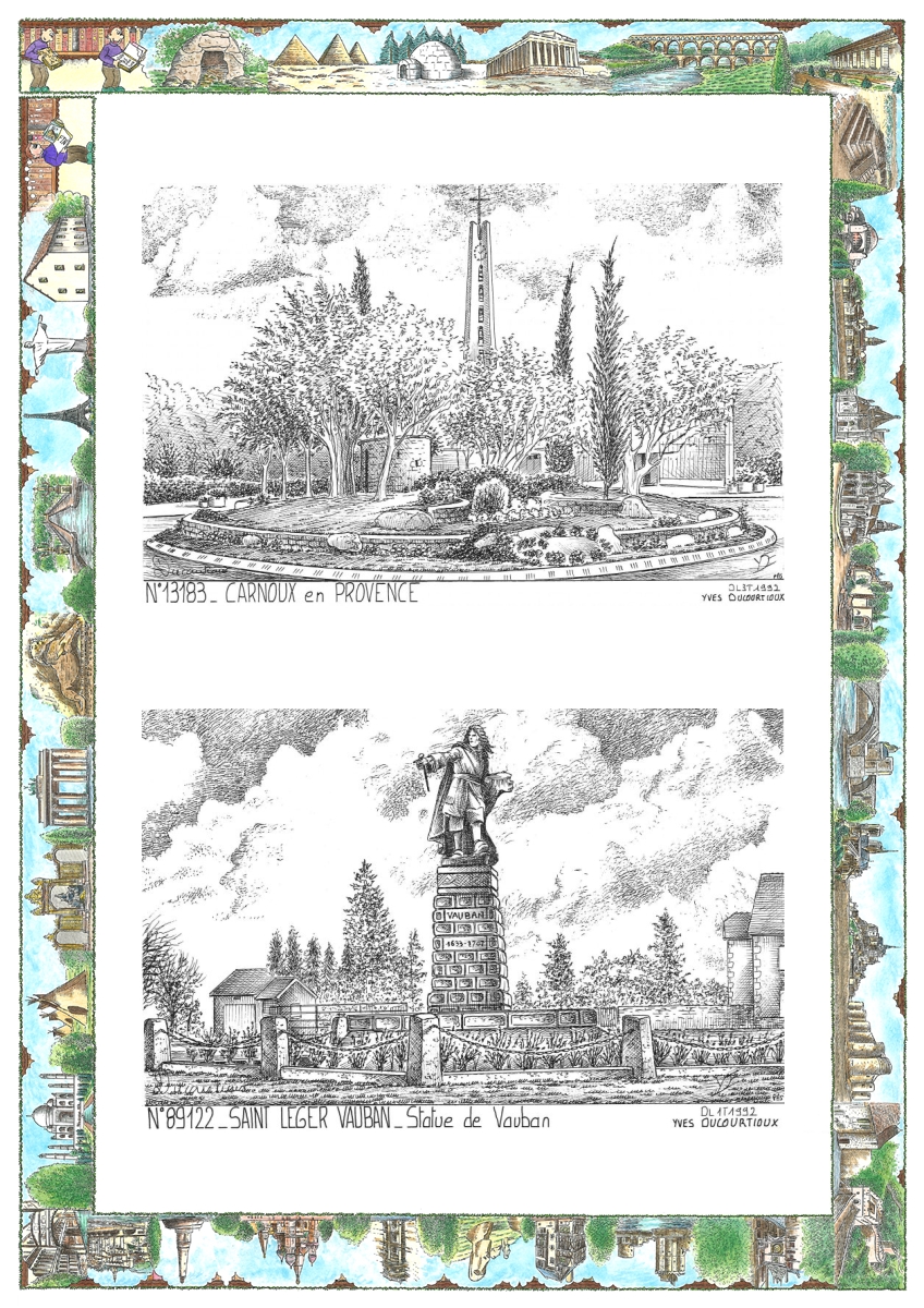 MONOCARTE N 13183-89122 - CARNOUX EN PROVENCE - vue / ST LEGER VAUBAN - statue de vauban