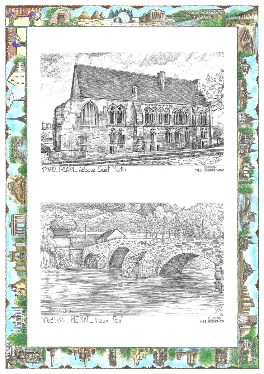 MONOCARTE N 14090-63536 - TROARN - abbaye st martin / MENAT - vieux pont