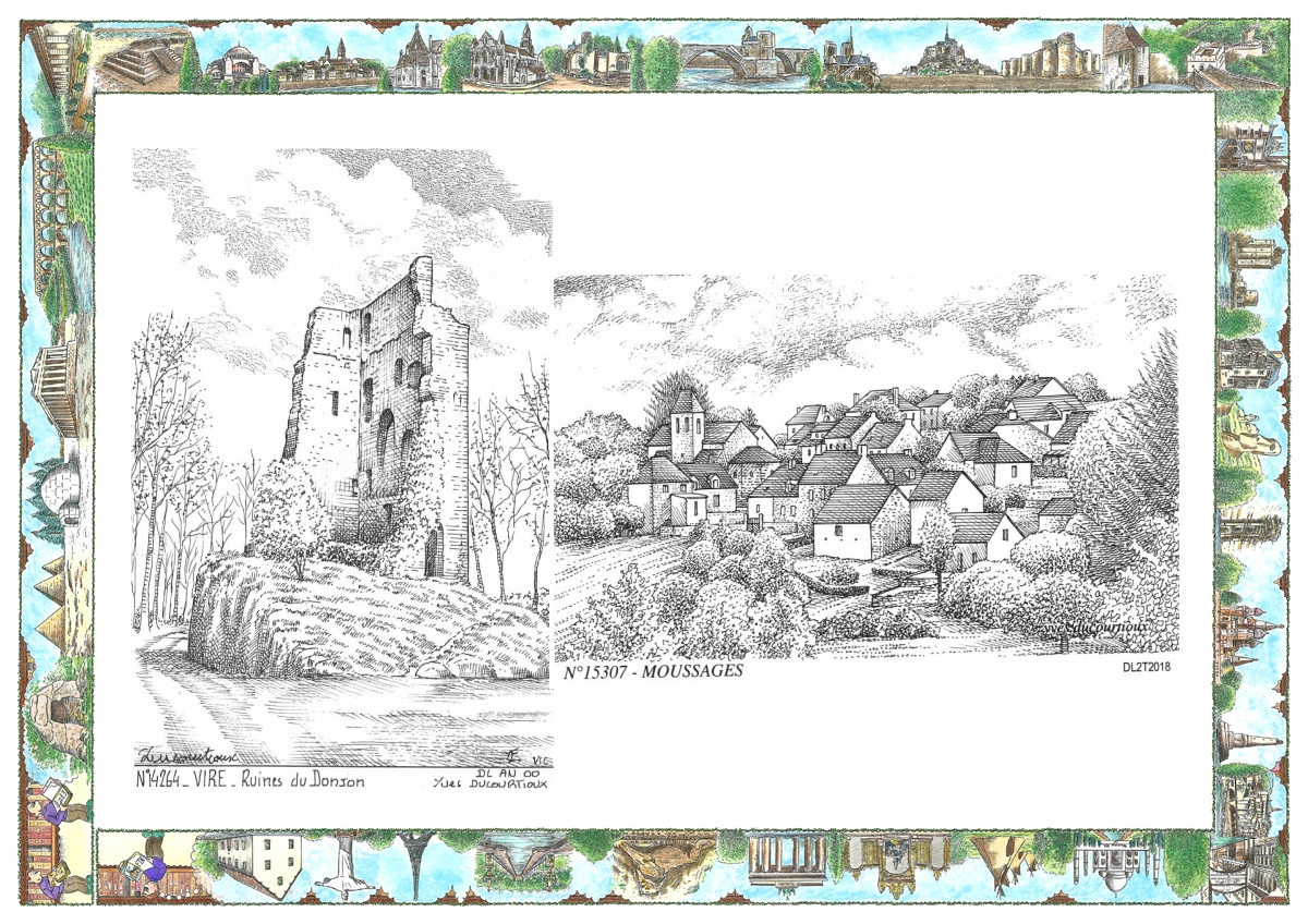 MONOCARTE N 14264-15307 - VIRE - ruines du donjon / MOUSSAGES - vue