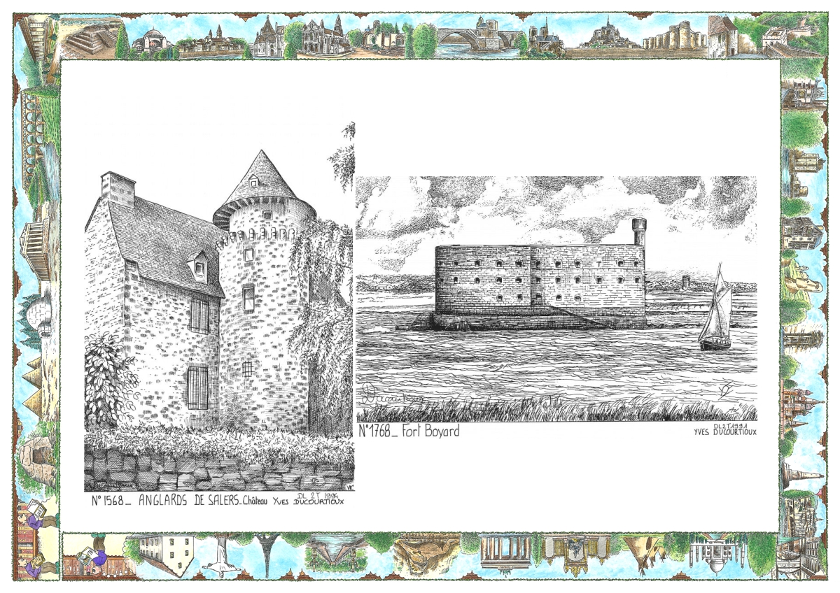 MONOCARTE N 15068-17068 - ANGLARDS DE SALERS - ch�teau / ILE D AIX - fort boyard