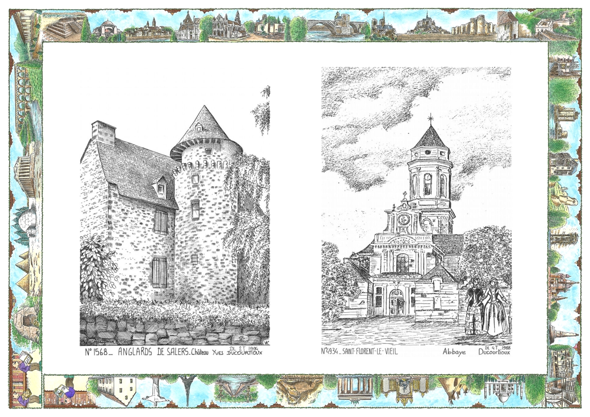 MONOCARTE N 15068-49034 - ANGLARDS DE SALERS - ch�teau / ST FLORENT LE VIEIL - abbaye
