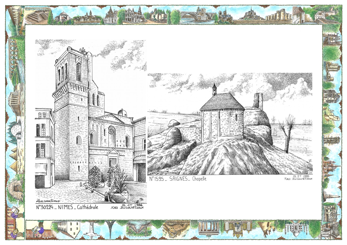 MONOCARTE N 15095-30224 - SAIGNES - chapelle / NIMES - cath�drale