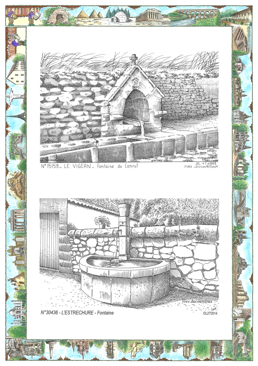 MONOCARTE N 15159-30436 - LE VIGEAN - fontaine du conrut / L ESTRECHURE - fontaine