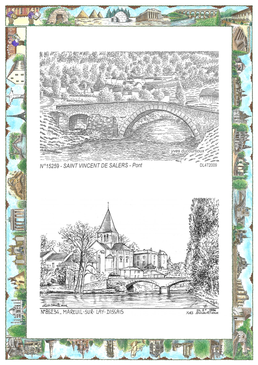 MONOCARTE N 15259-85234 - ST VINCENT DE SALERS - pont / MAREUIL SUR LAY DISSAIS - vue