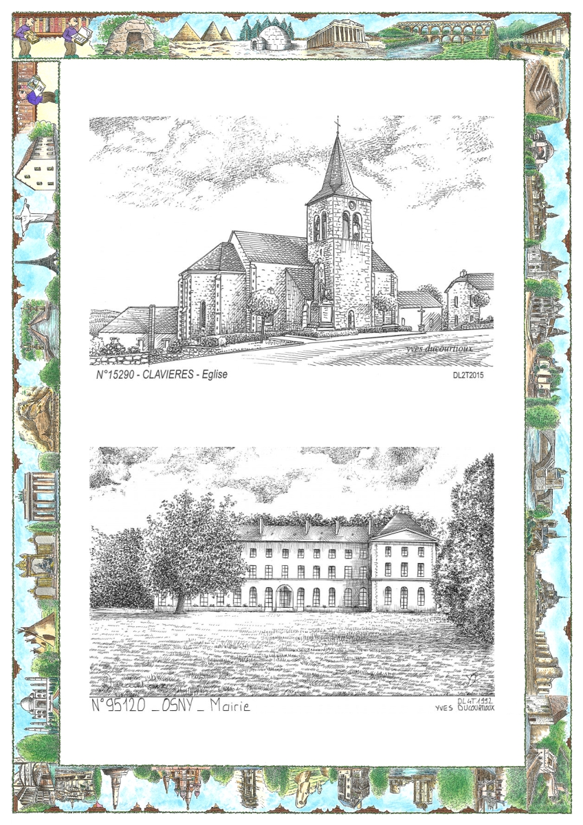 MONOCARTE N 15290-95120 - CLAVIERES - �glise / OSNY - mairie