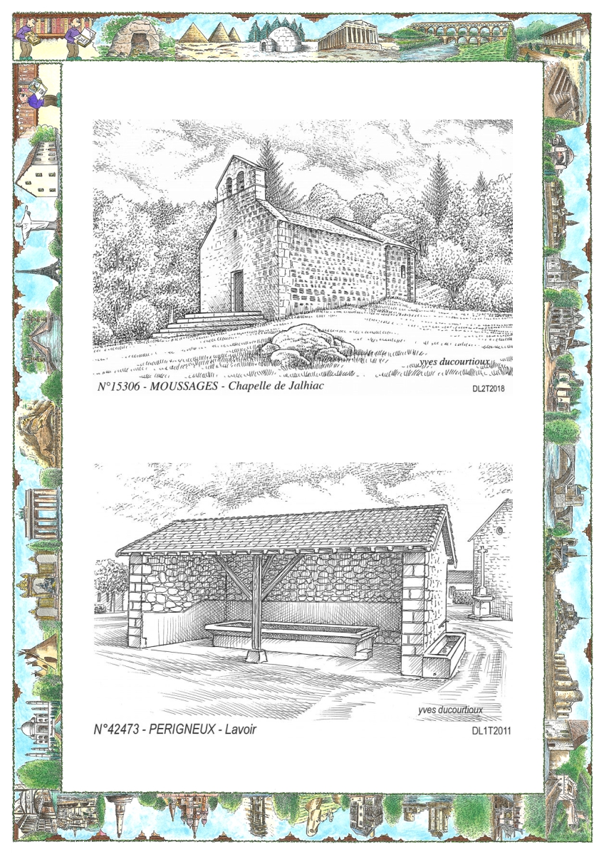 MONOCARTE N 15306-42473 - MOUSSAGES - chapelle de jalhiac / PERIGNEUX - lavoir