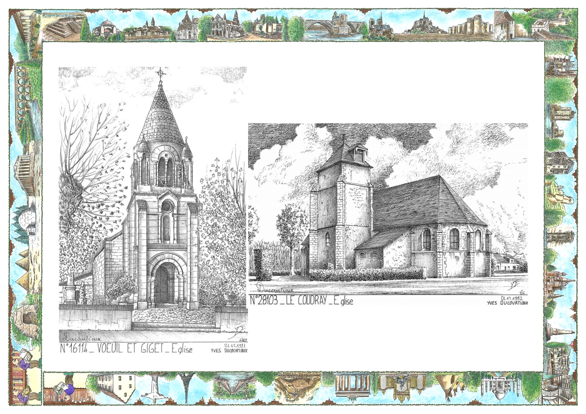 MONOCARTE N 16114-28103 - VOEUIL ET GIGET - �glise / LE COUDRAY - �glise