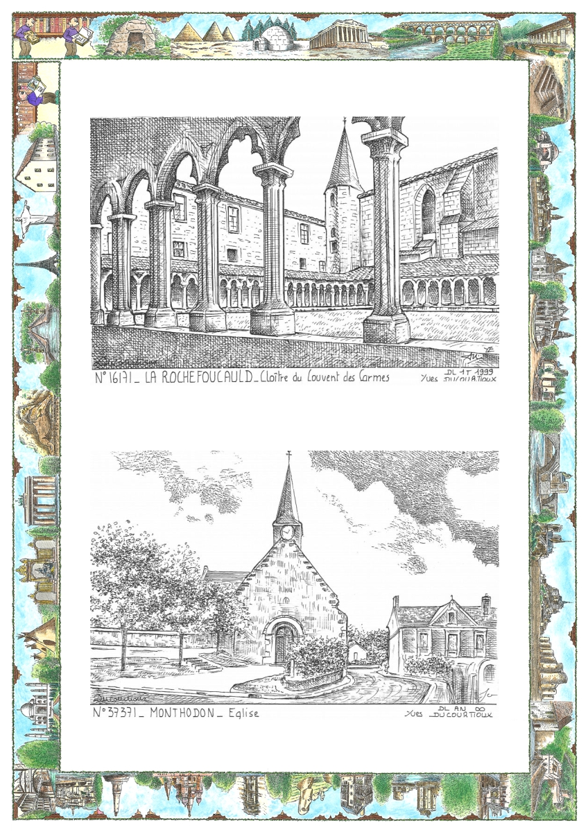 MONOCARTE N 16171-37371 - LA ROCHEFOUCAULD - clo�tre du couvent des carmes / MONTHODON - �glise