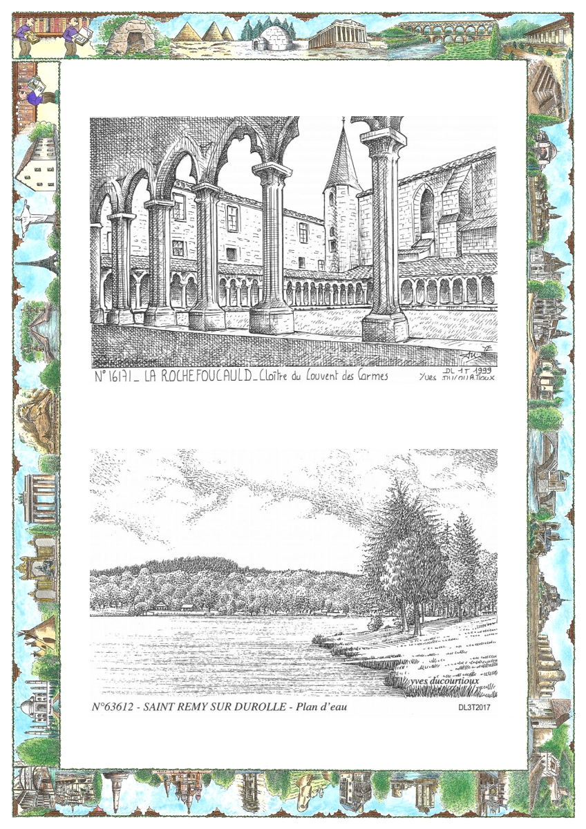 MONOCARTE N 16171-63612 - LA ROCHEFOUCAULD - clo�tre du couvent des carmes / ST REMY SUR DUROLLE - plan d eau