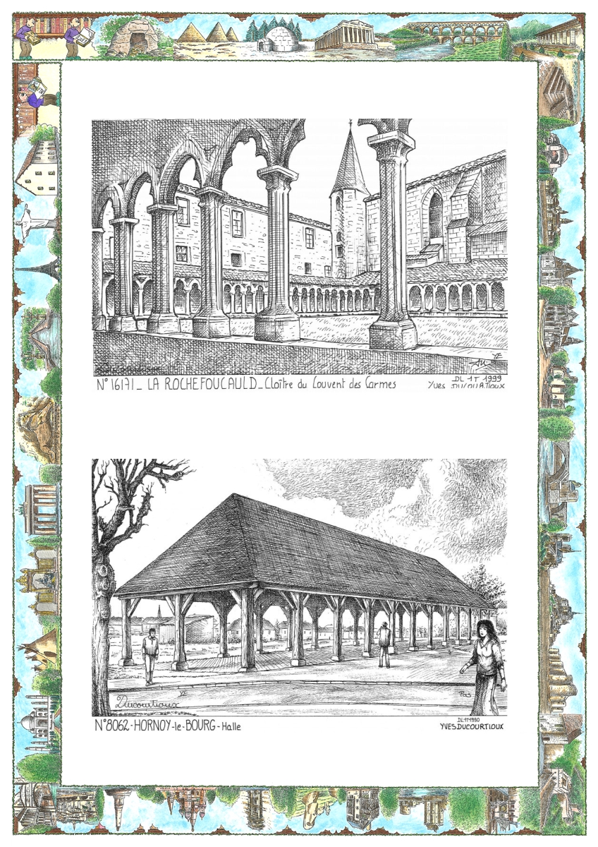 MONOCARTE N 16171-80062 - LA ROCHEFOUCAULD - clo�tre du couvent des carmes / HORNOY LE BOURG - halle