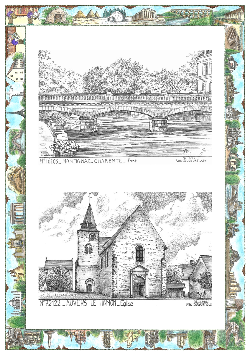 MONOCARTE N 16203-72122 - MONTIGNAC CHARENTE - pont / AUVERS LE HAMON - �glise