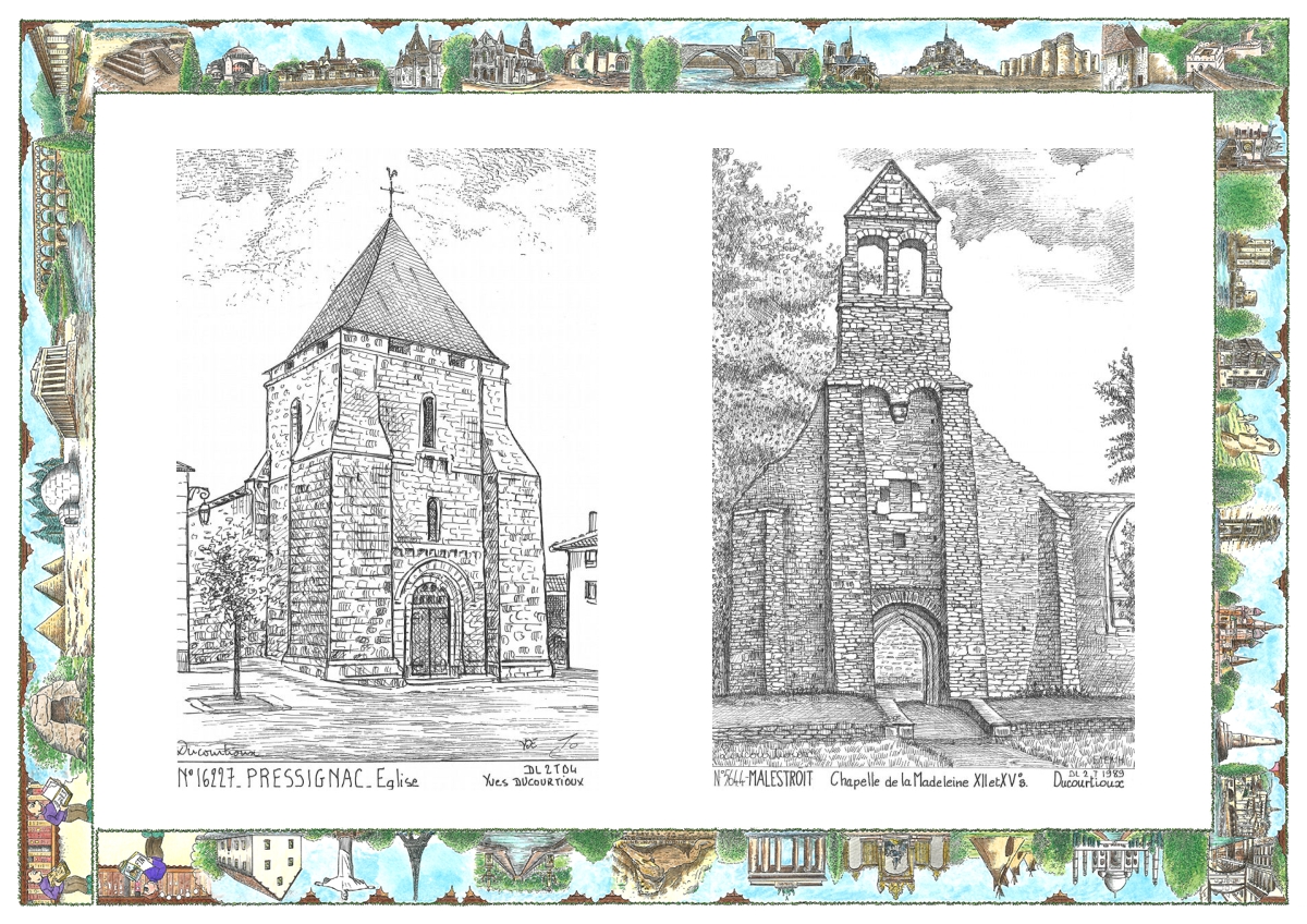 MONOCARTE N 16227-56044 - PRESSIGNAC - �glise / MALESTROIT - chapelle de la madeleine XII e