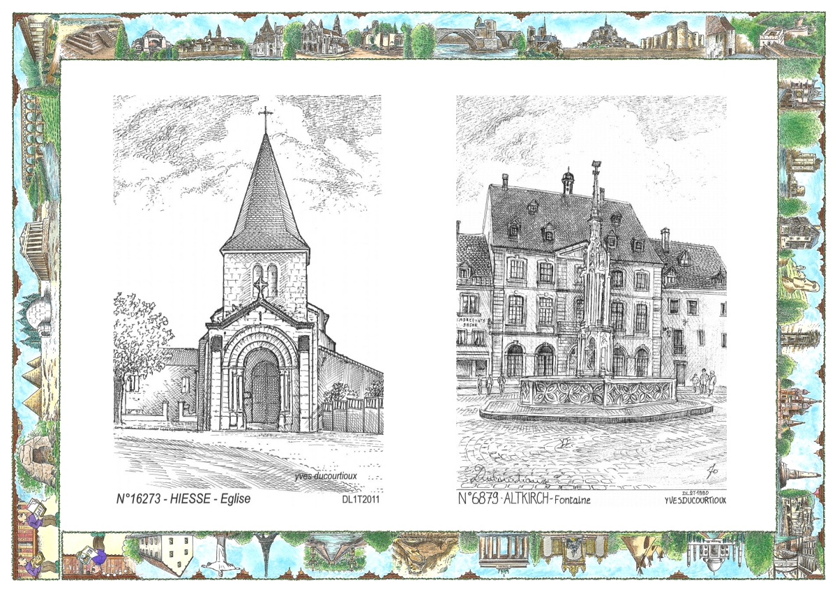 MONOCARTE N 16273-68079 - HIESSE - �glise / ALTKIRCH - fontaine