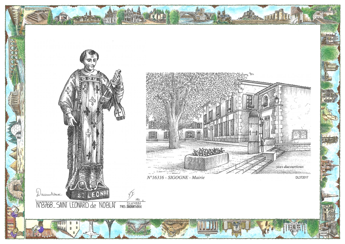 MONOCARTE N 16316-87068 - SIGOGNE - mairie / ST LEONARD DE NOBLAT - statue de st l�onard