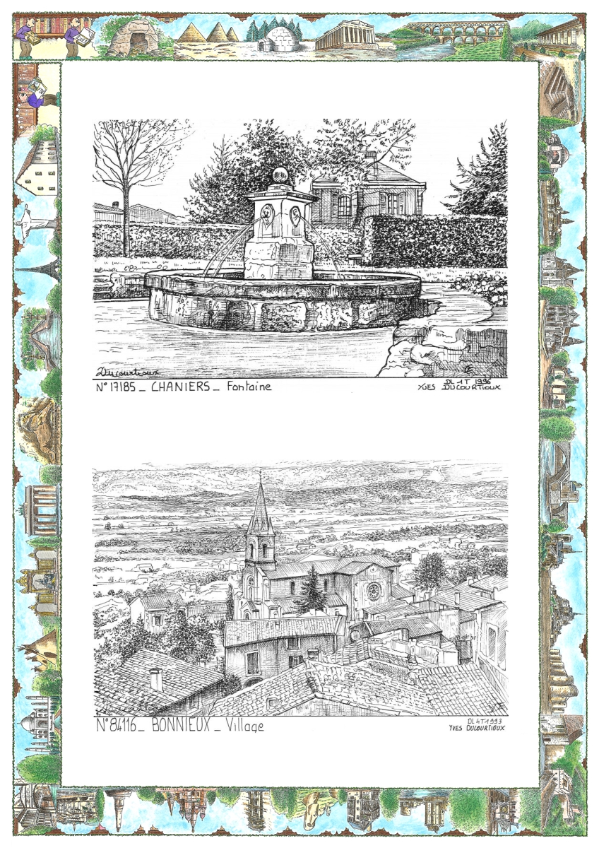 MONOCARTE N 17185-84116 - CHANIERS - fontaine / BONNIEUX - village