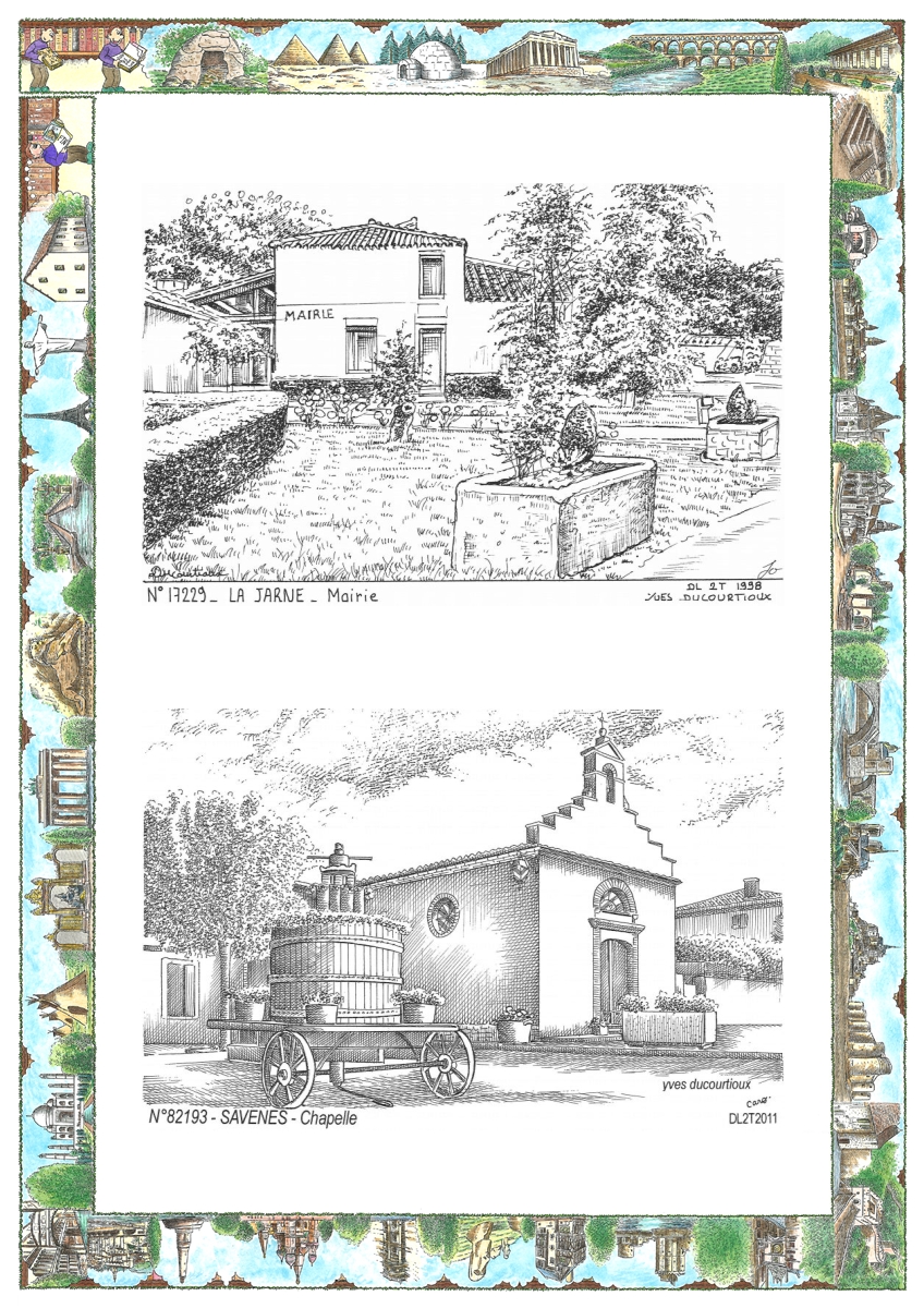 MONOCARTE N 17229-82193 - LA JARNE - mairie / SAVENES - chapelle
