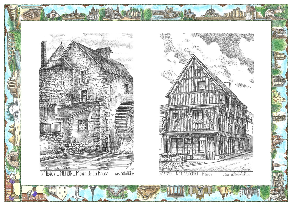 MONOCARTE N 18107-27272 - MEHUN SUR YEVRE - moulin de la brune / NONANCOURT - maison