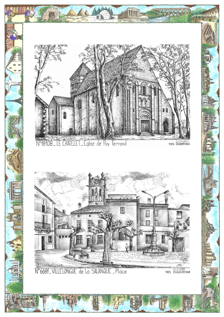 MONOCARTE N 18108-66081 - LE CHATELET - �glise de puy ferrand / VILLELONGUE DE LA SALANQUE - place