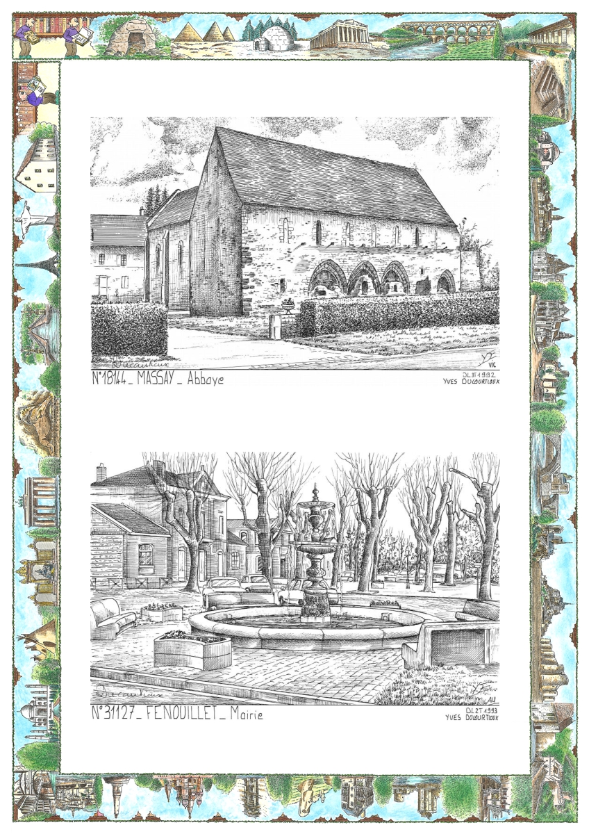 MONOCARTE N 18144-31127 - MASSAY - abbaye / FENOUILLET - mairie