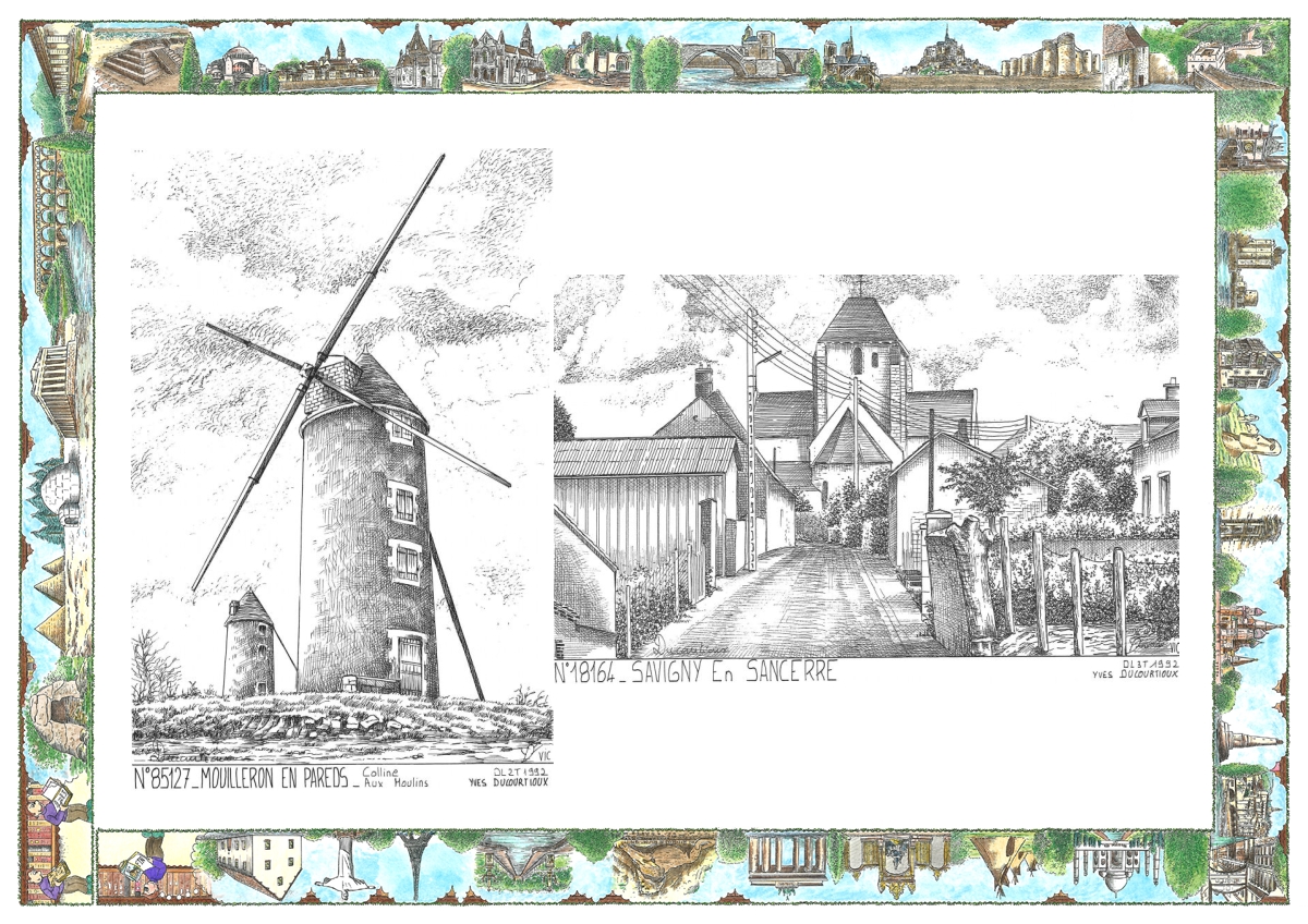 MONOCARTE N 18164-85127 - SAVIGNY EN SANCERRE - vue / MOUILLERON EN PAREDS - colline aux moulins