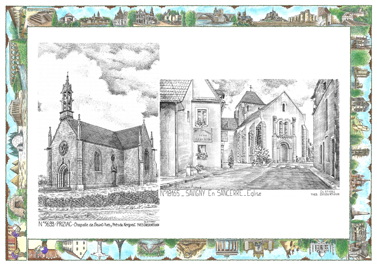 MONOCARTE N 18165-56099 - SAVIGNY EN SANCERRE - �glise / PRIZIAC - chapelle de st yves