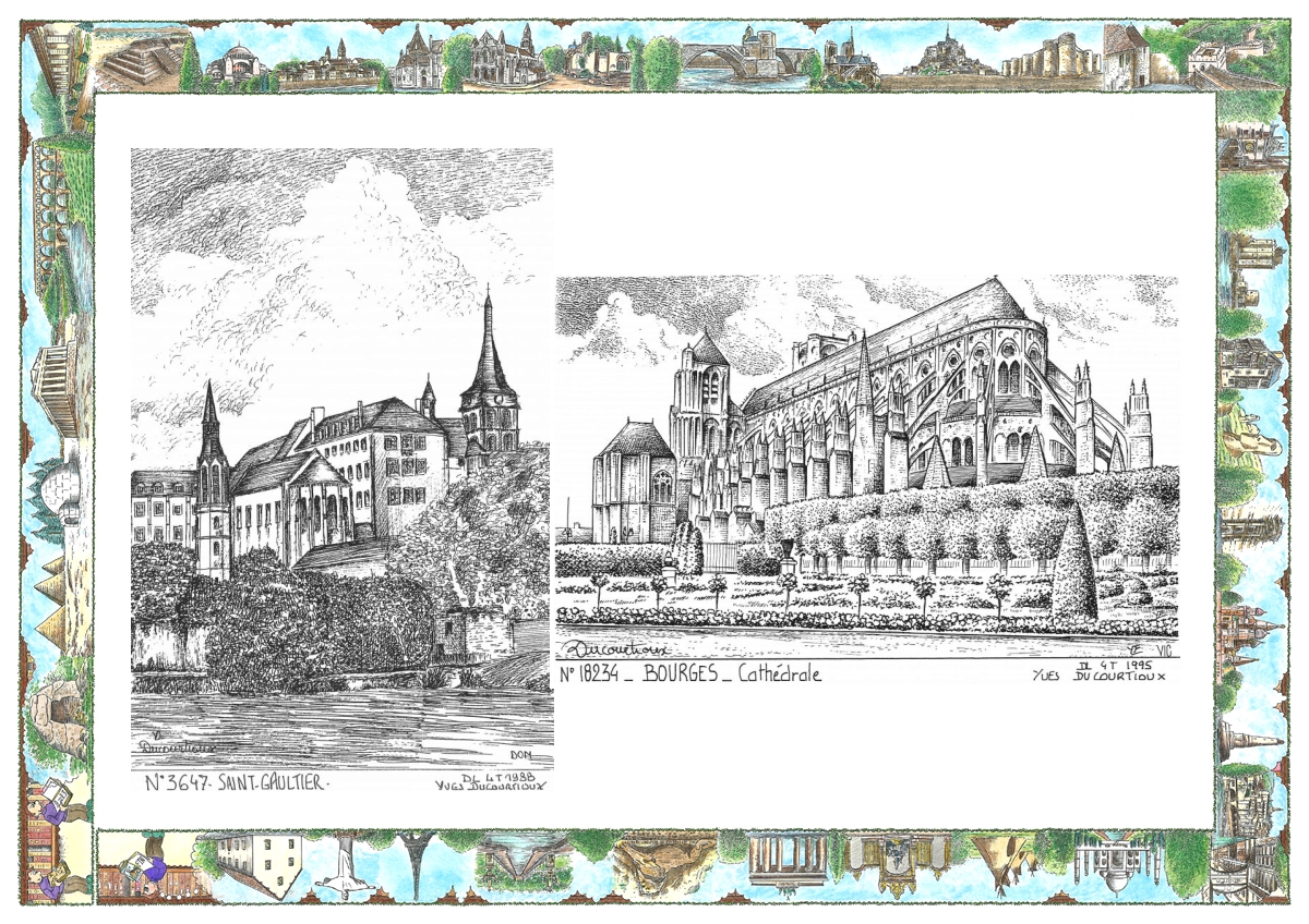 MONOCARTE N 18234-36047 - BOURGES - cath�drale / ST GAULTIER - coll�ge et �glise