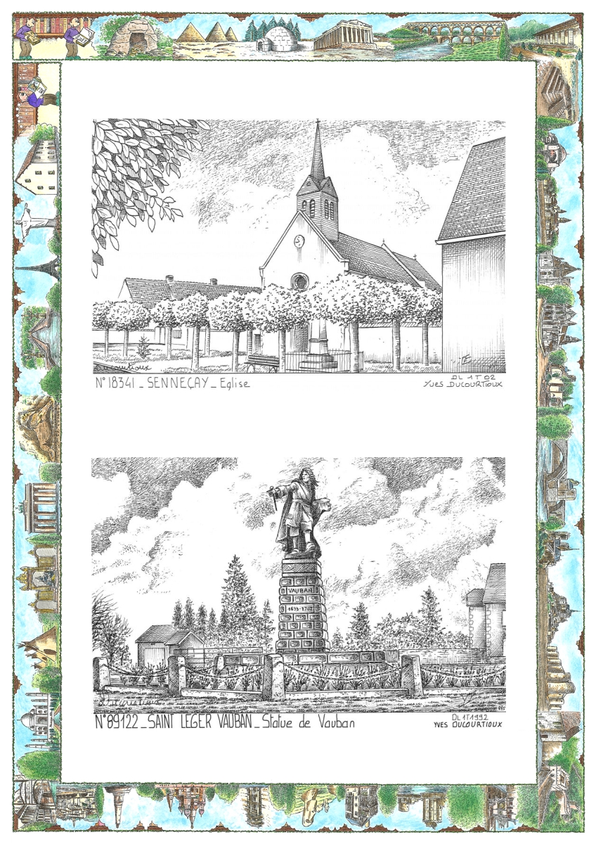 MONOCARTE N 18341-89122 - SENNECAY - �glise / ST LEGER VAUBAN - statue de vauban