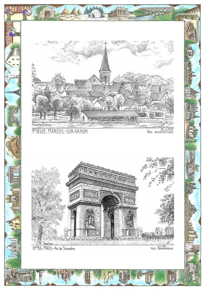 MONOCARTE N 18369-75005 - MAREUIL SUR ARNON - vue / PARIS - arc de triomphe