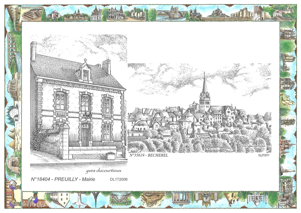 MONOCARTE N 18404-35619 - PREUILLY - mairie / BECHEREL - vue