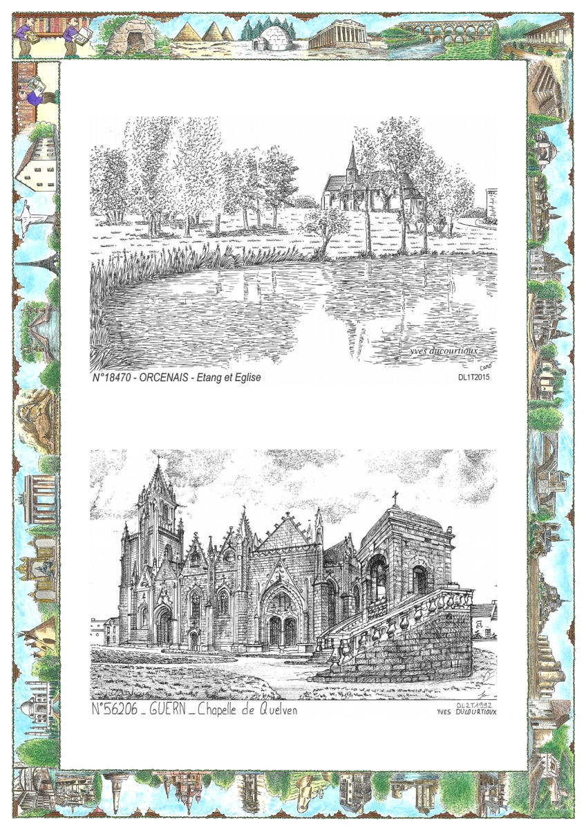 MONOCARTE N 18470-56206 - ORCENAIS - �tang et �glise / GUERN - chapelle de quelven