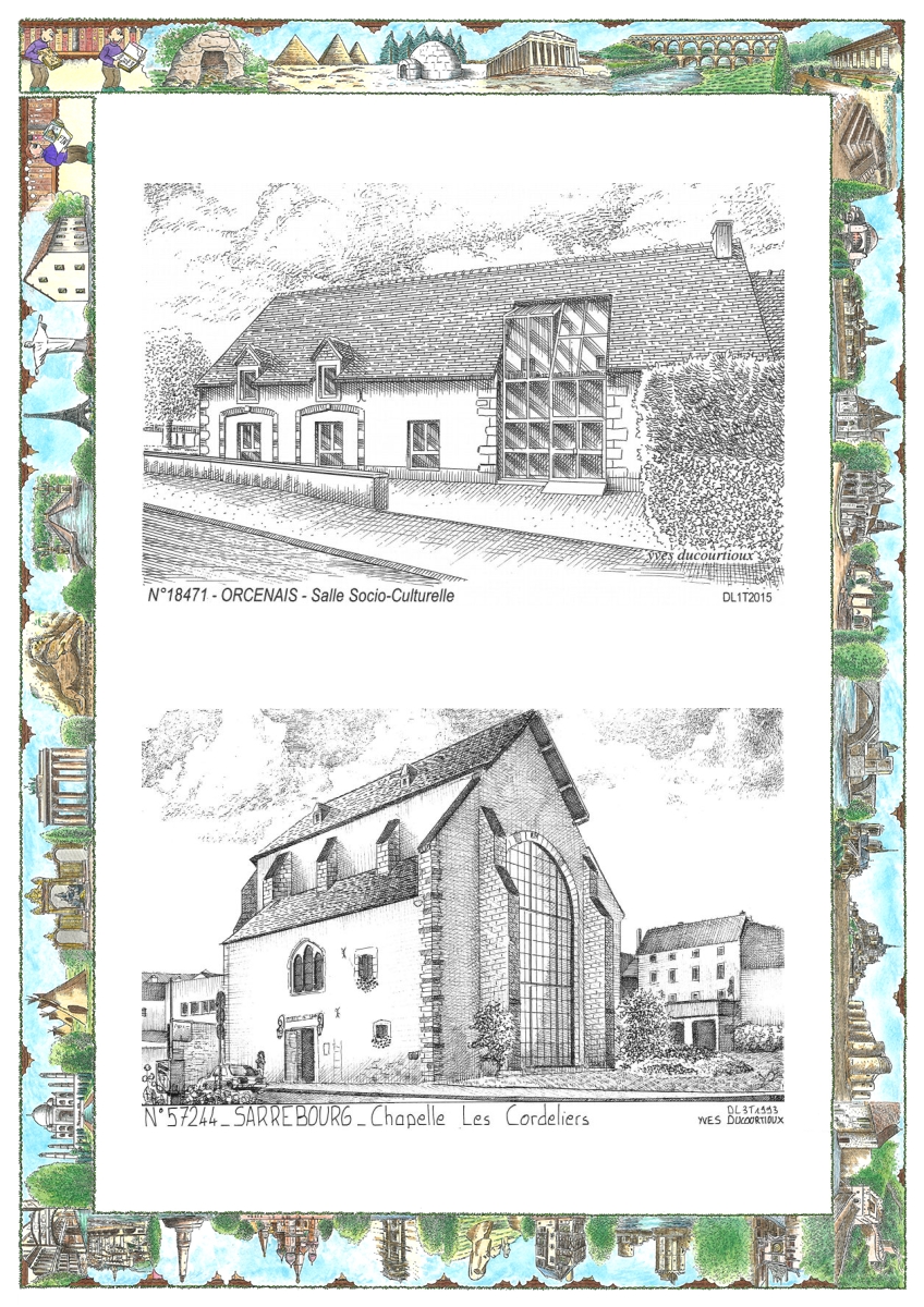 MONOCARTE N 18471-57244 - ORCENAIS - salle socio culturelle / SARREBOURG - chapelle les cordeliers