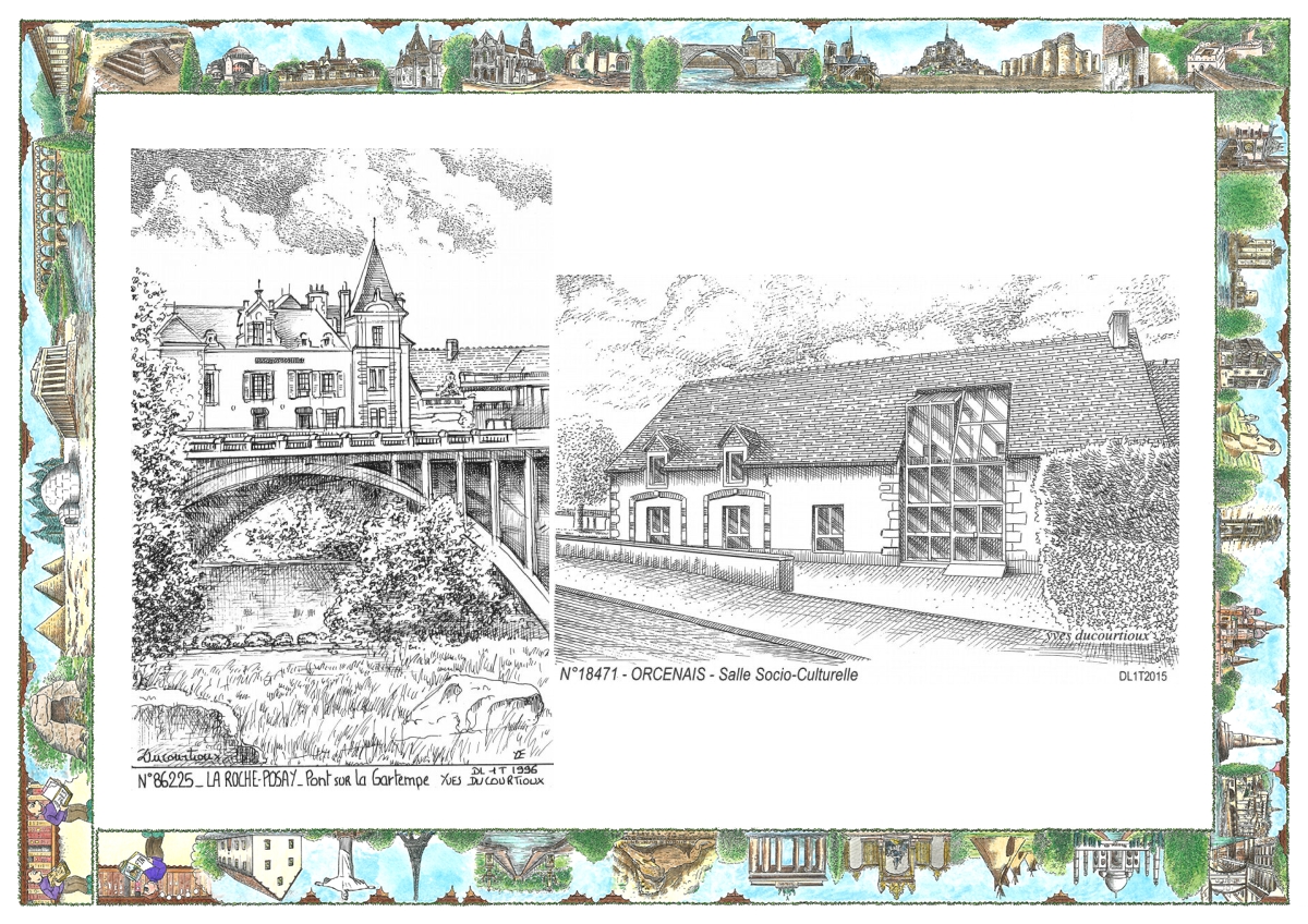 MONOCARTE N 18471-86225 - ORCENAIS - salle socio culturelle / LA ROCHE POSAY - pont sur la gartempe