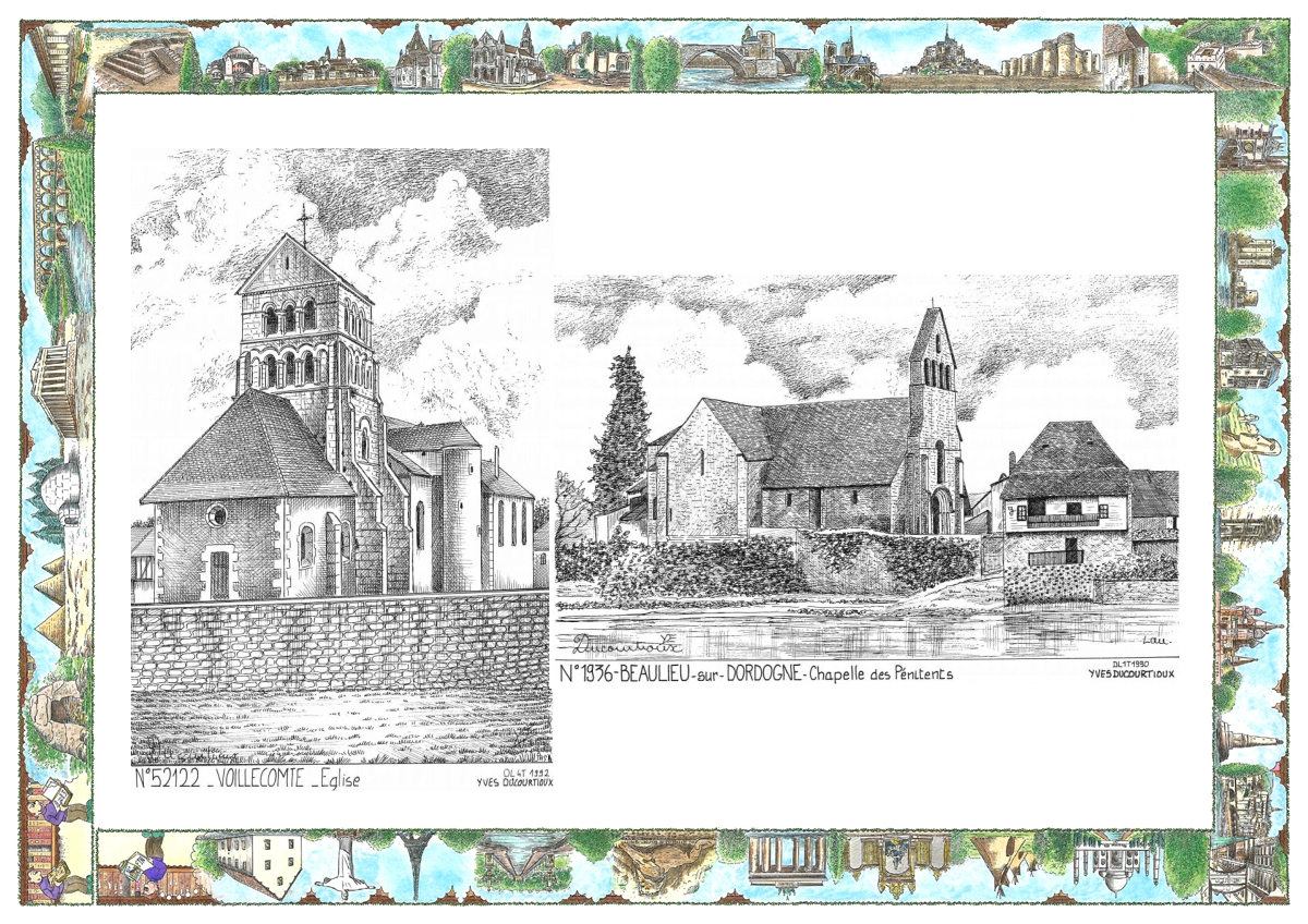 MONOCARTE N 19036-52122 - BEAULIEU SUR DORDOGNE - chapelle des p�nitents / VOILLECOMTE - �glise
