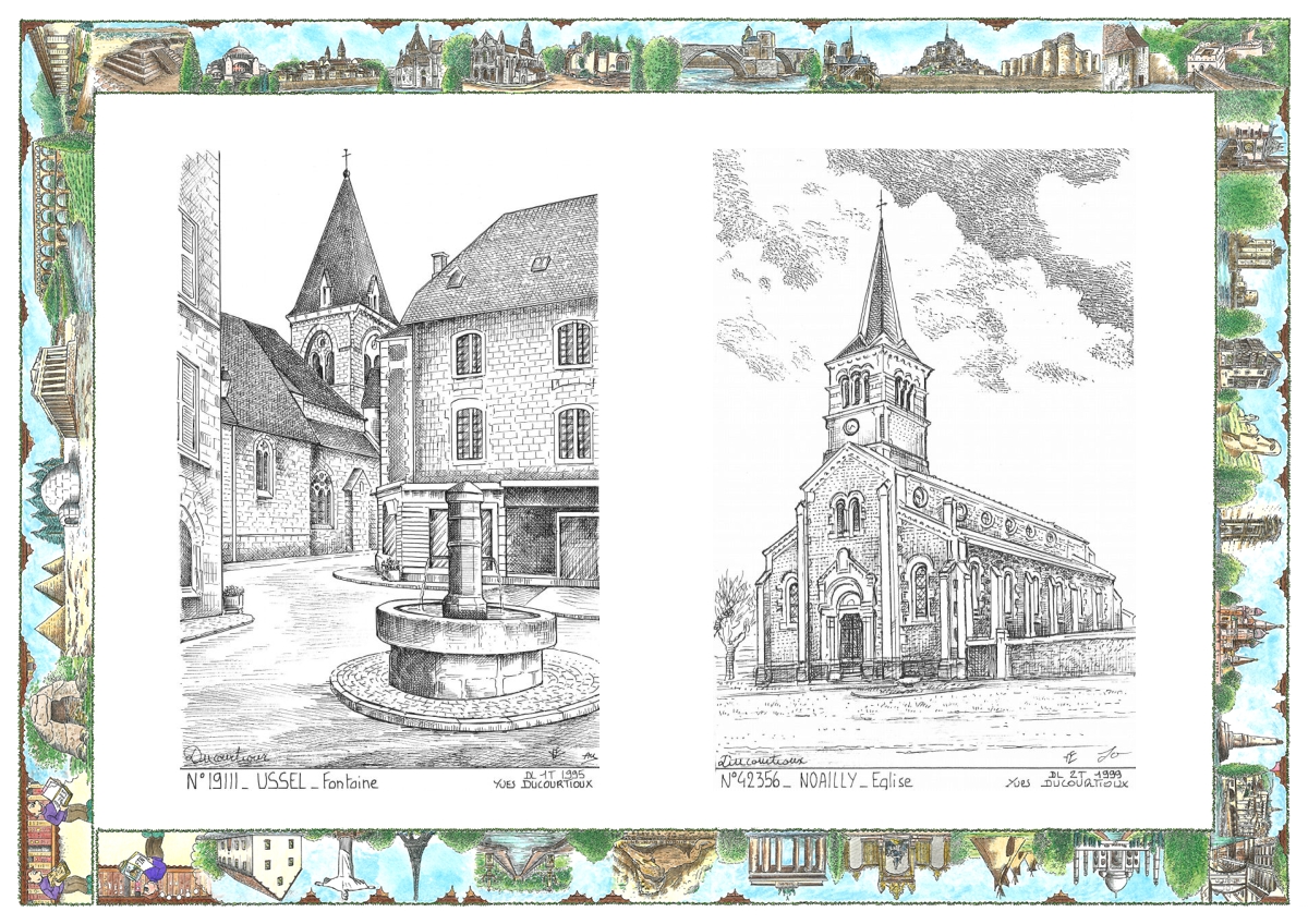 MONOCARTE N 19111-42356 - USSEL - fontaine / NOAILLY - �glise